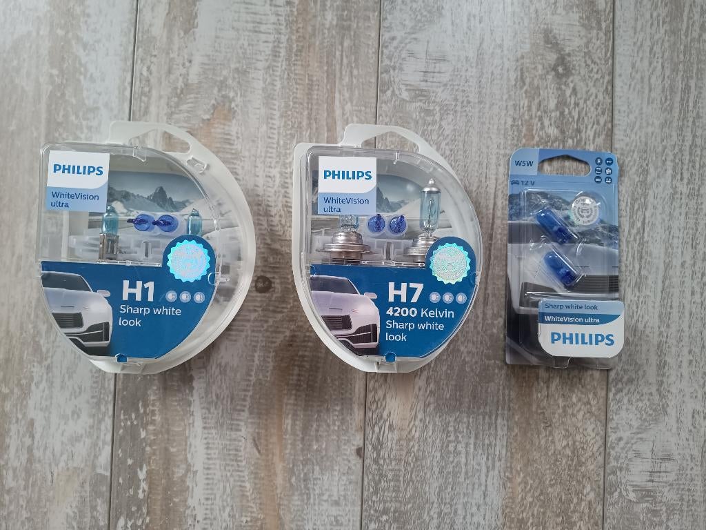 3 Nieuwe Philips WhiteVision Ultra Lampsets H1, H7 & W5W, Ophalen of Verzenden, Nieuw