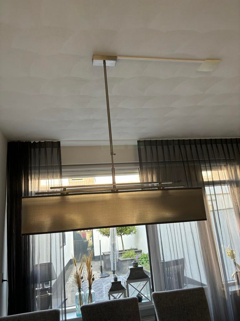 Hanglamp metallic grijs, Huis en Inrichting, Lampen | Hanglampen, Ophalen, Strak, Zo goed als nieuw, Stof