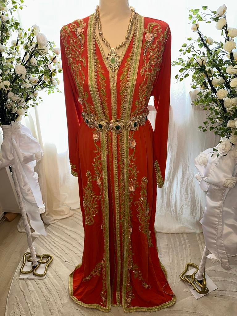 Prachtige Marokkaanse Caftans/ Takchita’s - Diverse Kleuren, Kleding | Dames, Gelegenheidskleding, Galajurk, Oranje, Zo goed als nieuw
