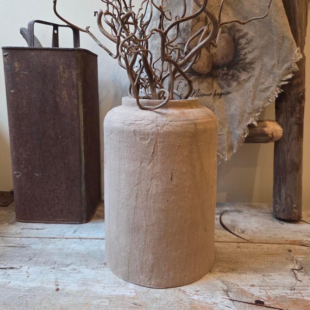 Decoratieve Vaas van Papier Maché - Taupe/Bruin, Huis en Inrichting, Sappemeer, Overige kleuren, Bij, Aardewerk of Porselein