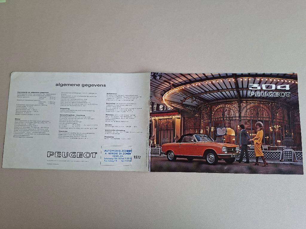 AUTOFOLDER PEUGEOT 304 uit 1973 incl. prijslijst, Ophalen of Verzenden, Zo goed als nieuw, Peugeot