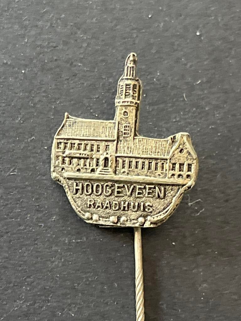 Vintage Speldje Hoogeveen Raadhuis - Zeldzaam Verzamelobject, Verzamelen, Speldjes, Pins en Buttons, Gebruikt, Ophalen of Verzenden