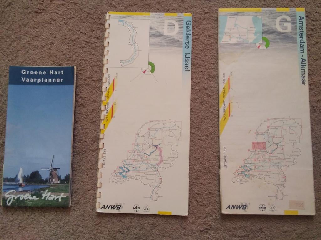 Vaarkaarten: Gelderse IJssel, Ams-Alkmaar & Groene Hart, Gelezen, Ophalen of Verzenden, Landkaart, 1800 tot 2000