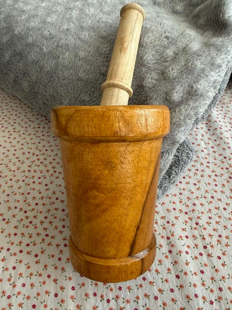 Houten vijzel en stamper - Suhana Spices India, Ophalen of Verzenden, Gebruikt