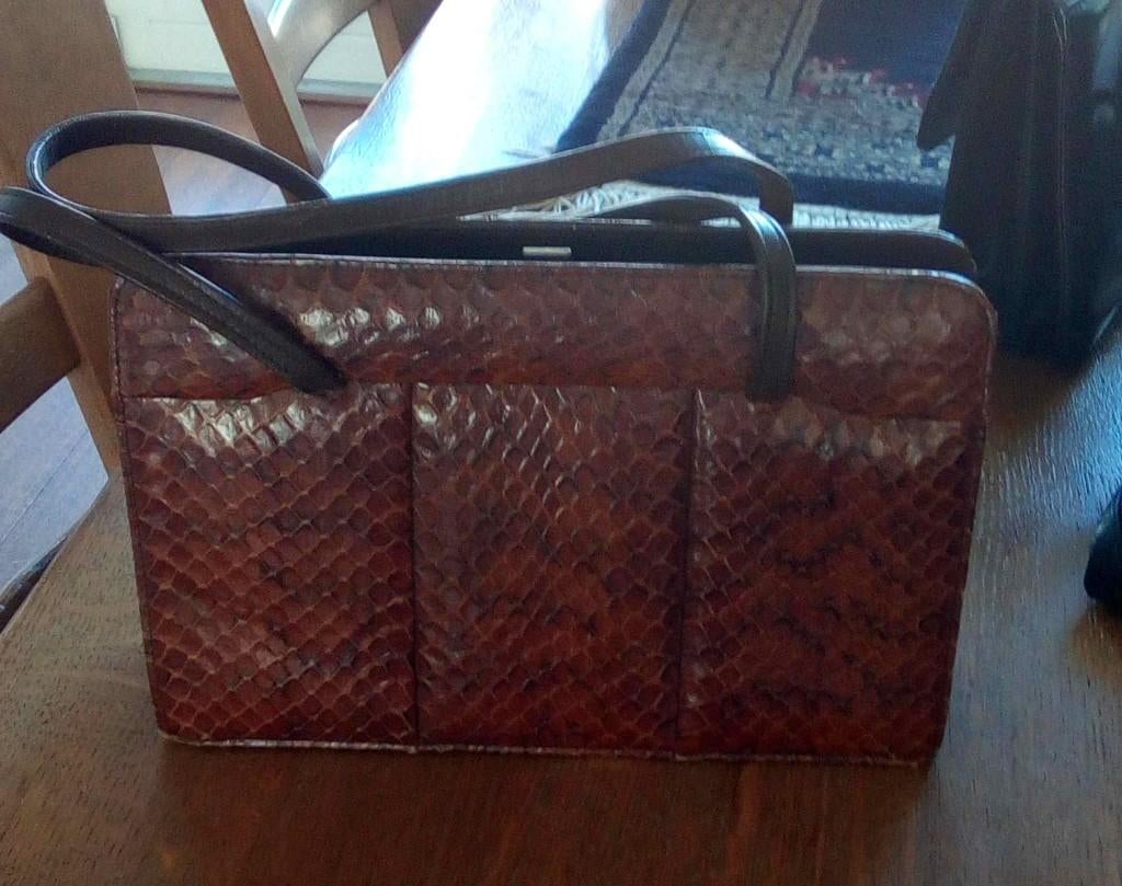 4 Vintage leren damestassen - hoeft niet in 1 koop, Ophalen of Verzenden, Zo goed als nieuw, Bruin, Handtas