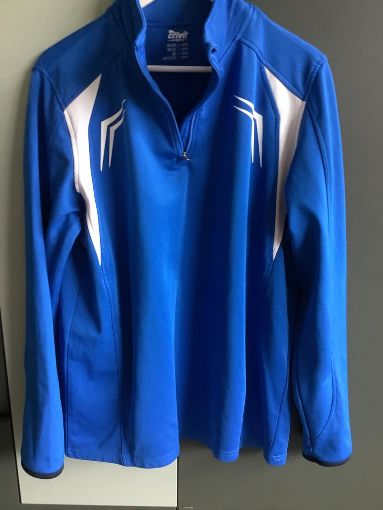 Crivit sportshirt blauw met witte accenten, Maat 52/54 (L), Blauw, Ophalen of Verzenden, Zo goed als nieuw