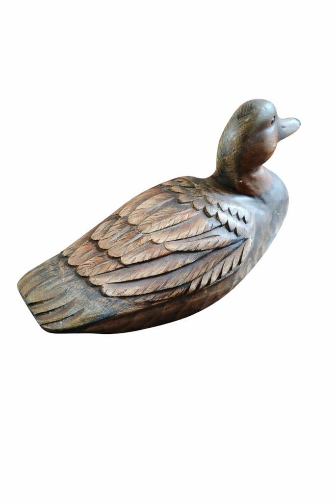 Antieke houten lokeend - Handgesneden en geschilderd, Antiek en Kunst, Ophalen of Verzenden