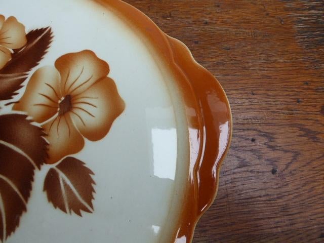 Art deco keramiek taartschaal met spuitpatroon, Ophalen of Verzenden