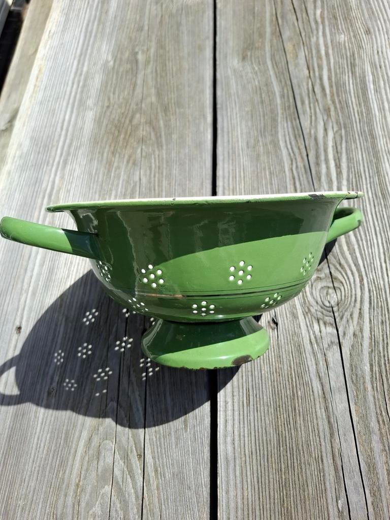 Antieke groene vergiet, Antiek en Kunst, Ophalen of Verzenden