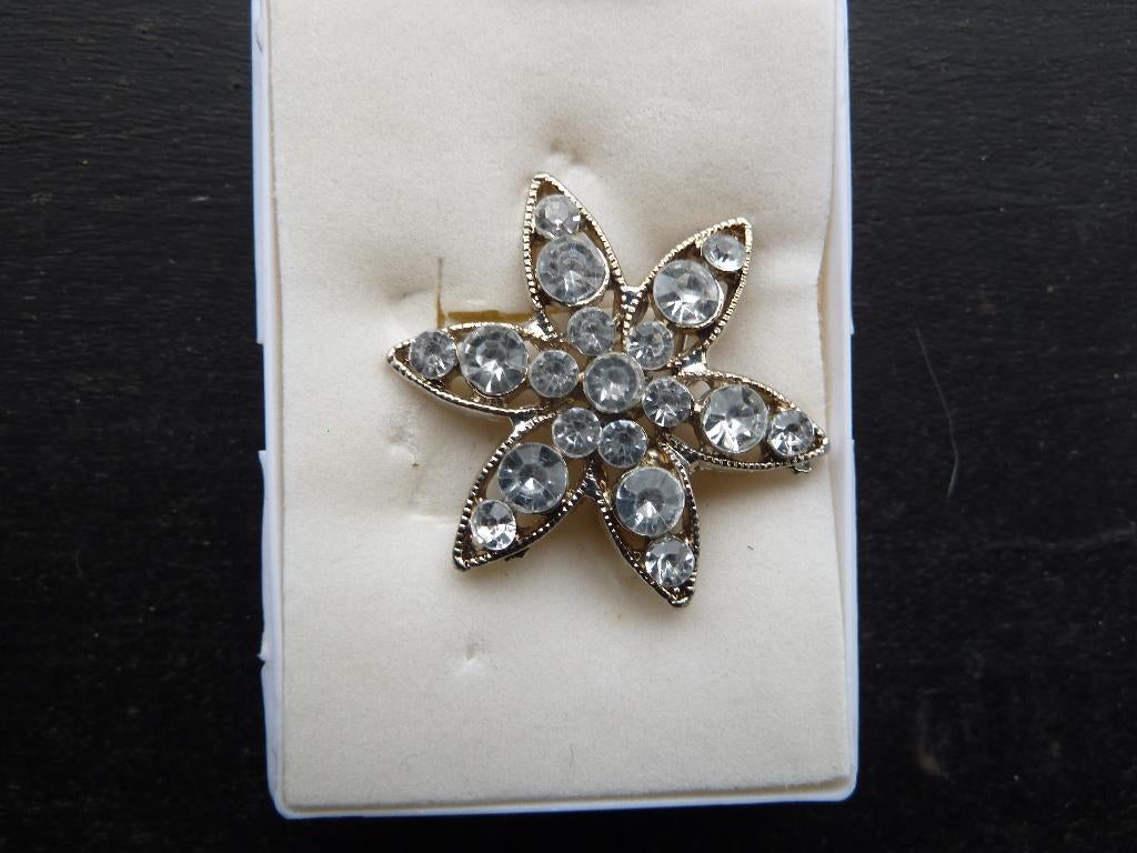 oude broche met strass steentjes, Ophalen of Verzenden, Dames