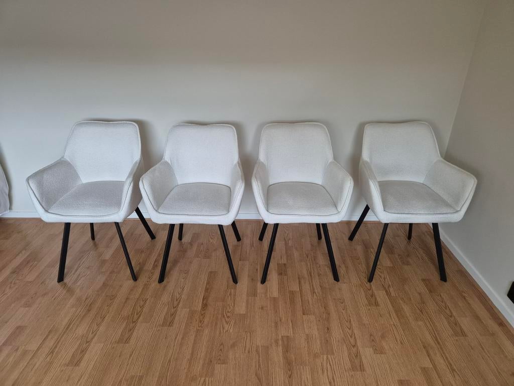 Witte teddy stof stoelen. Inclusief garantie., Ophalen, Zo goed als nieuw, Wit, Stof