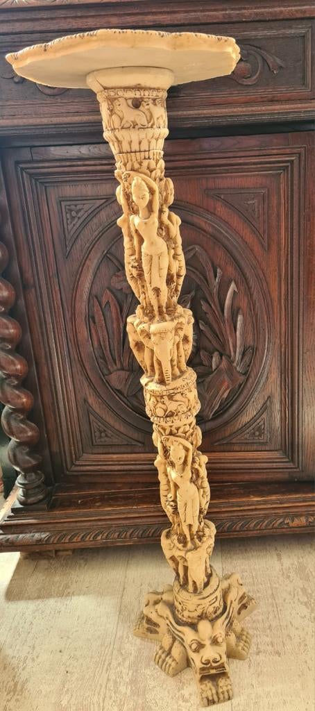 Aziatische ivorine plantenzuil/kandelaar. H 85 cm, Ophalen, Overige materialen