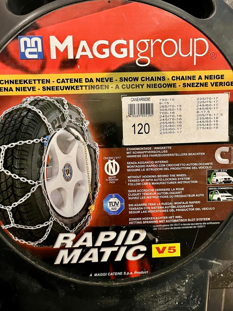 Nieuwe Maggigroup Sneeuwkettingen Maat 120 - huren of kopen, Auto diversen, Sneeuwkettingen, Ophalen, Nieuw