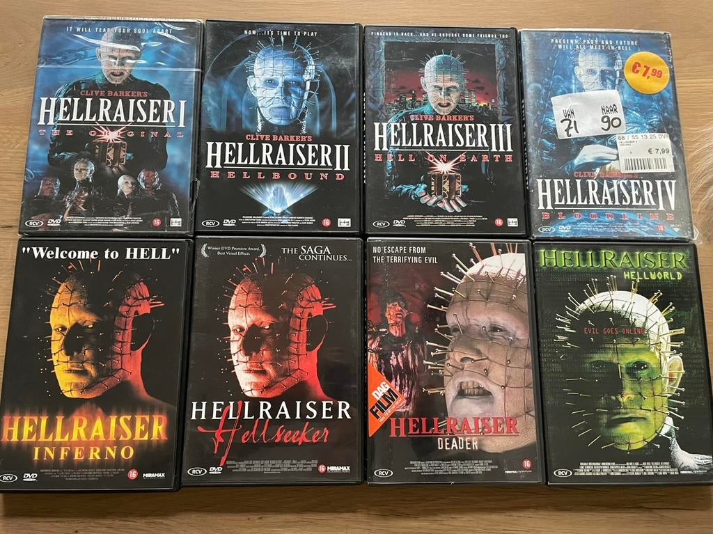 DVD Hellraiser collectie, deel 1 t/m 8., Vanaf 16 jaar, Ophalen of Verzenden, Gebruikt, Gore
