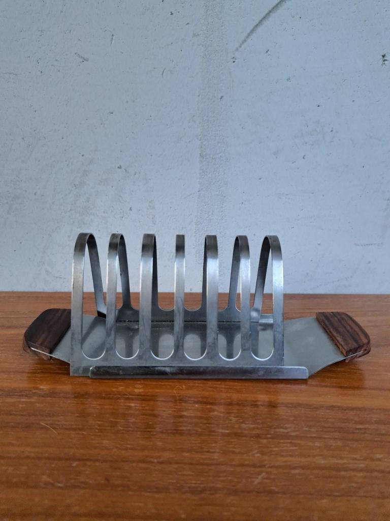 Vintage toastrek rvs en hout jaren 60/70, Ophalen of Verzenden, Huis en Inrichting