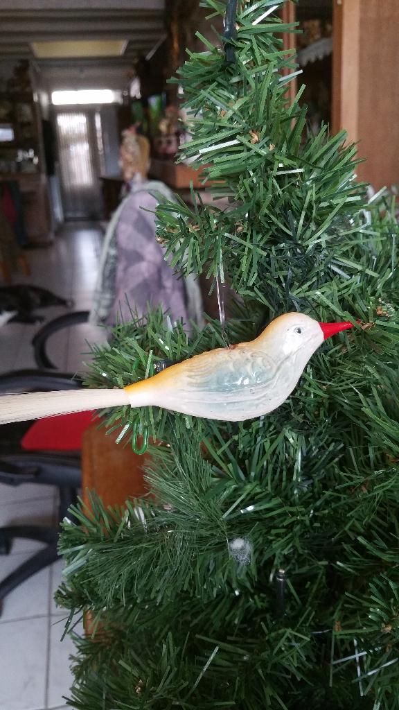 antieke kerstbal nr 336 model vogel draadring op rug, Diversen, Ophalen of Verzenden, Gebruikt