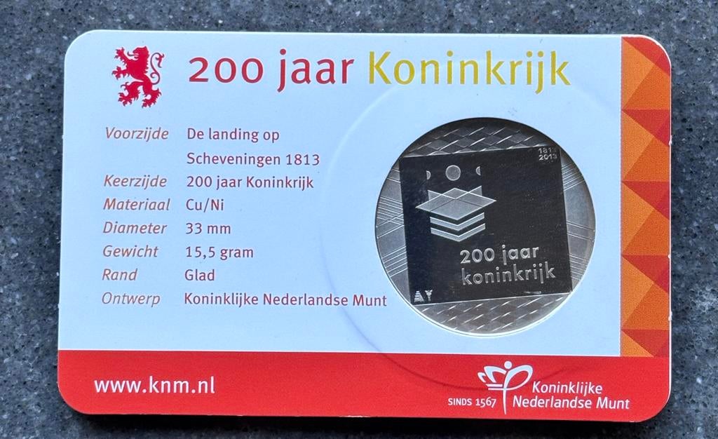 Coincard 200 jaar Koninkrijk, Postzegels en Munten, Munten | Nederland, Ophalen of Verzenden, Koningin Beatrix, Euro's, Losse munt