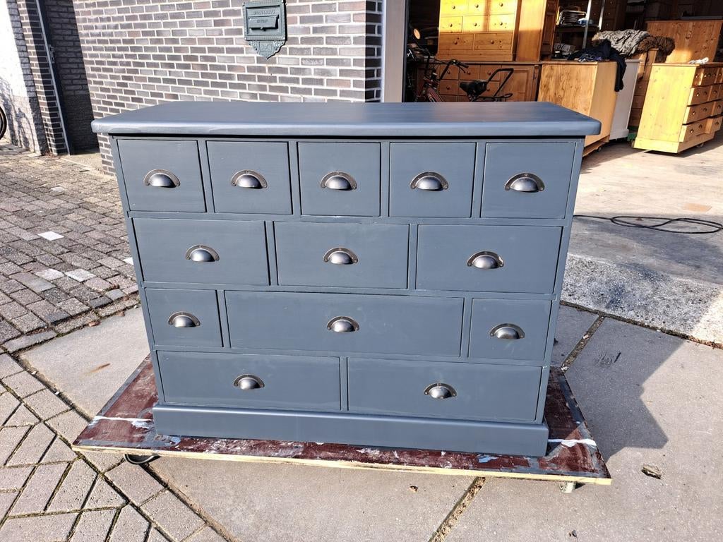 Grenen grijze ladekast refurbished, Ophalen, RoDeKo Volendam, R.kooij65@gmail.com, Gebruikt