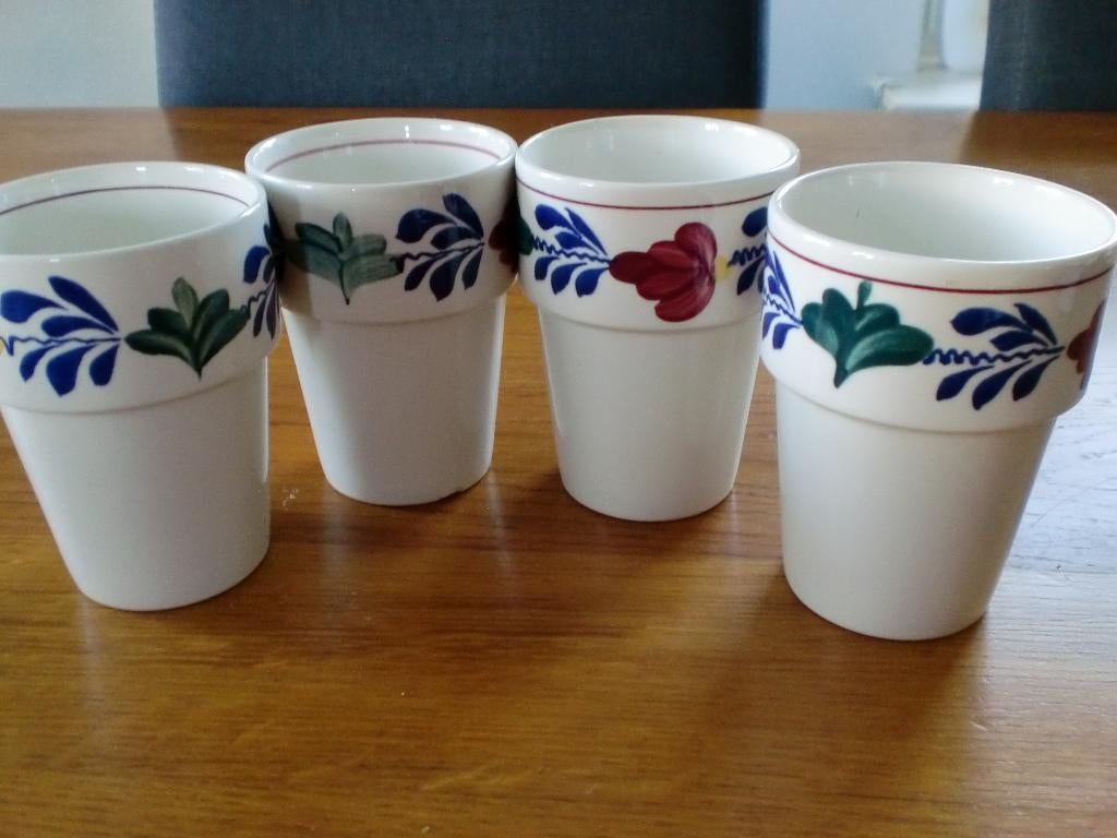 Boerenbont melkbekers, Ophalen of Verzenden, Zo goed als nieuw, Kop(pen) en/of Schotel(s), Aardewerk