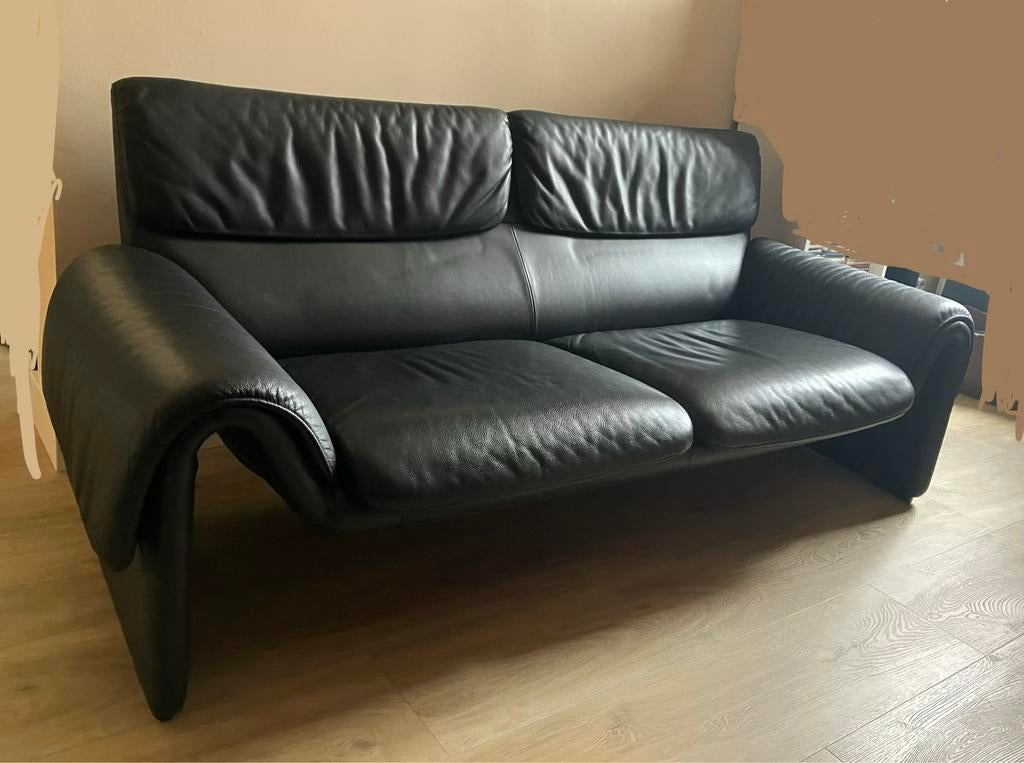 De Sede design bank - zwart leer, Ophalen, 150 tot 200 cm, Tweepersoons, Zo goed als nieuw