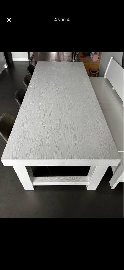 Grote witte stevige houten eettafel van Goossens, Huis en Inrichting, Complete inboedels, Ophalen