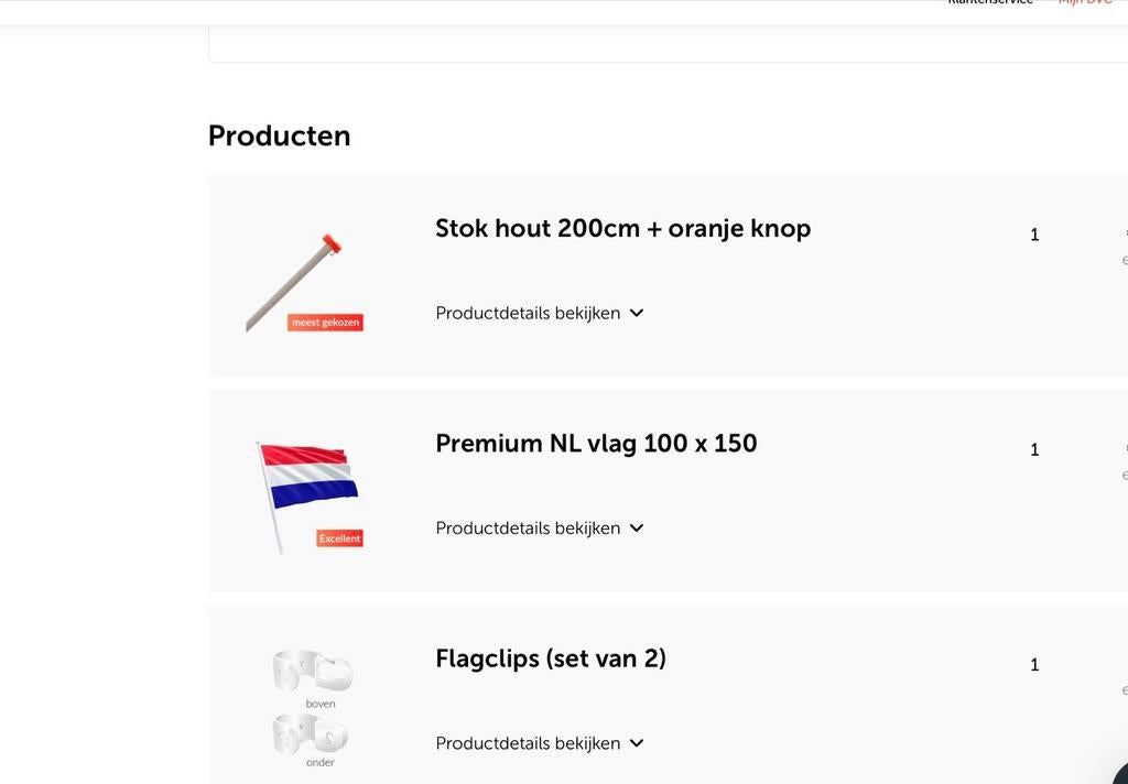 Vlaggen set, stok,vlag en clips, Ophalen, Nieuw