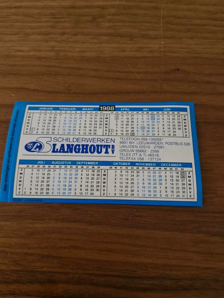 4002 Oude Jaarkalender Sticker LS Schilderwerken Langhout, Ophalen of Verzenden, Zo goed als nieuw