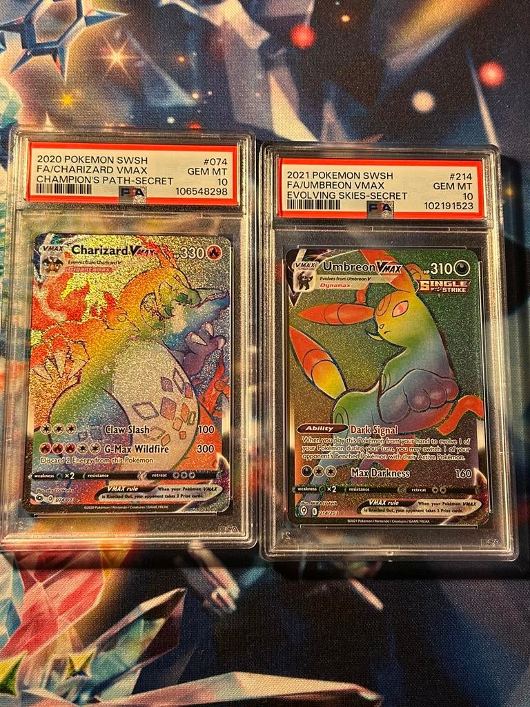 2 PSA 10 Rainbow Secret Rare Pokemon Kaarten, Ophalen of Verzenden, Nieuw, Losse kaart, Foil