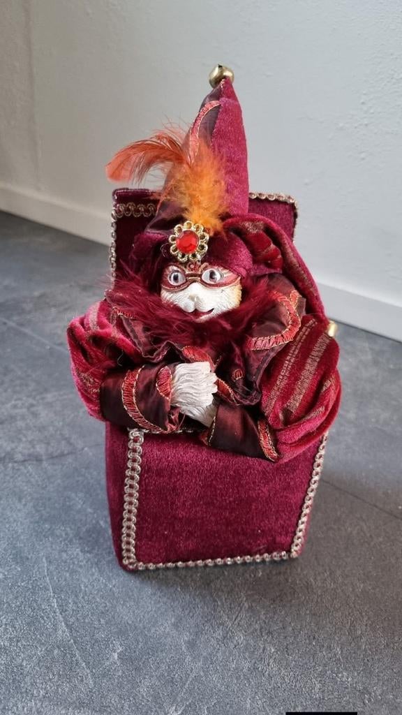 Harlekijn kat muziekdoos / Decoratie Figuur, Verzamelen, Ophalen of Verzenden, Zo goed als nieuw