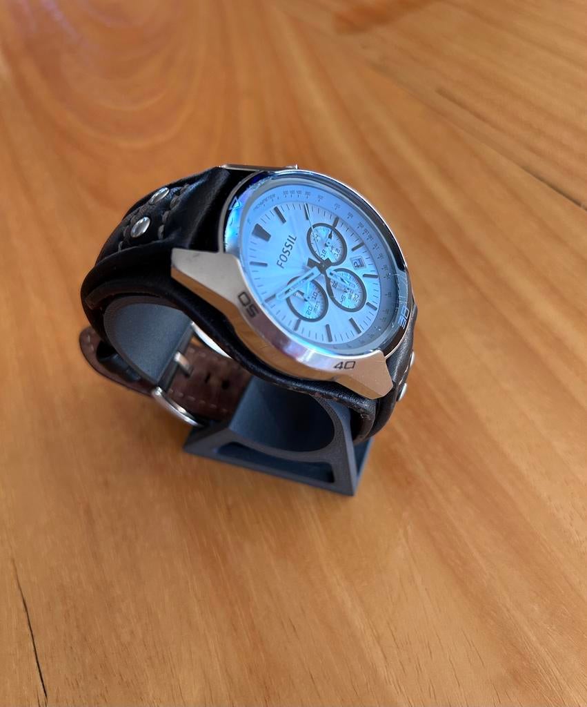 Fossil  horloge Coachman zilverkleurig, Overige materialen, Leer, Polshorloge, Zo goed als nieuw