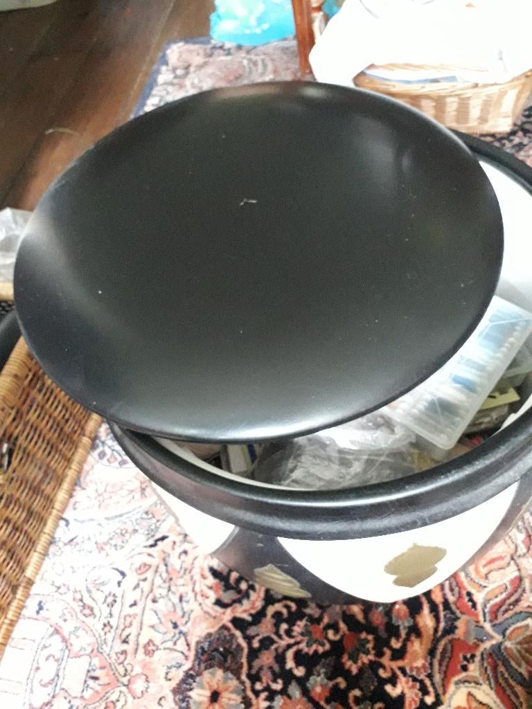 Vintage poef uit de jaren 70, Leer, Minder dan 50 cm, Gebruikt, Rond