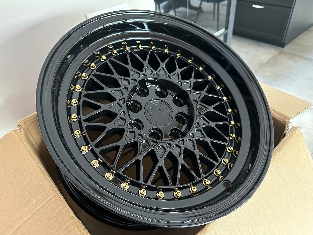 Aodhan AH05 Zwart goud 15 x 8.0J ET20 4x100 4x114.3, Ophalen of Verzenden