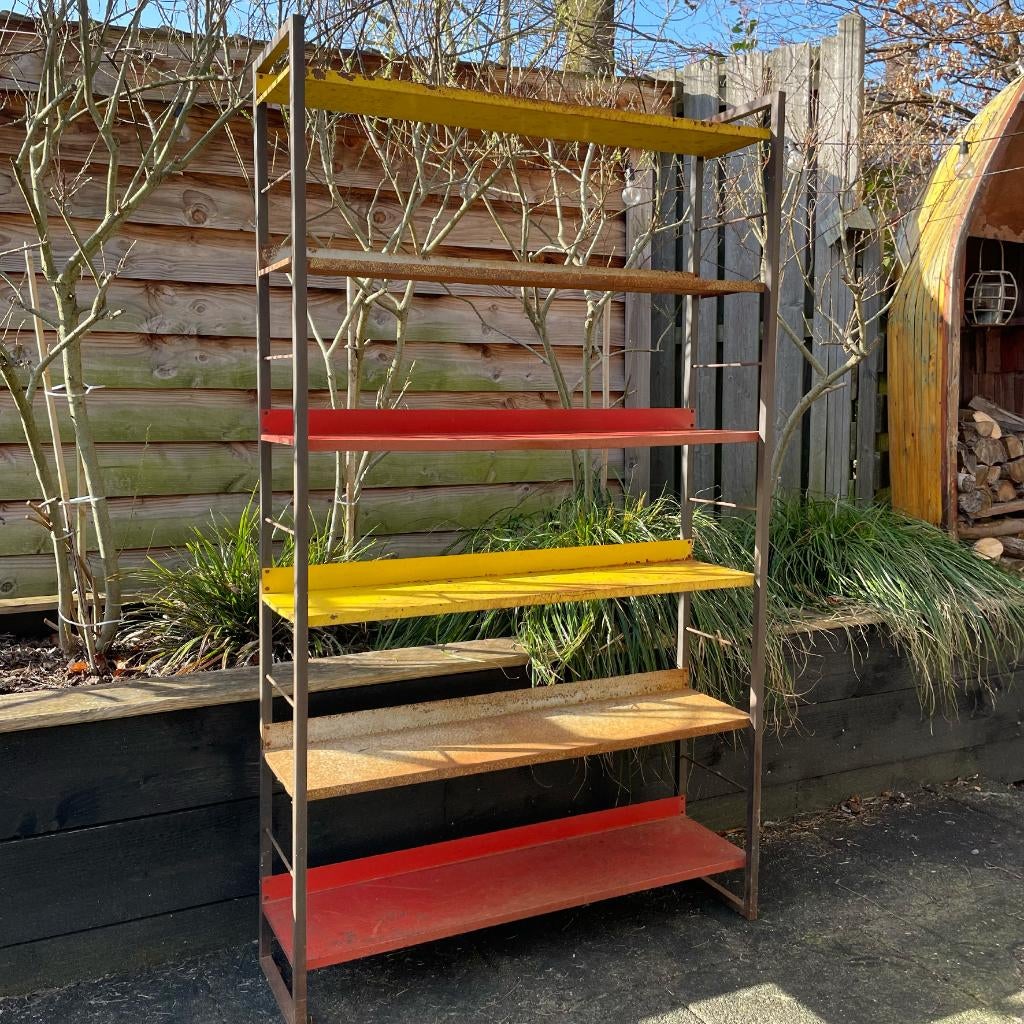 Vintage metalen XXL Tomado rek, boekenkast Adriaan Dekker, Ophalen, Gebruikt, -, -