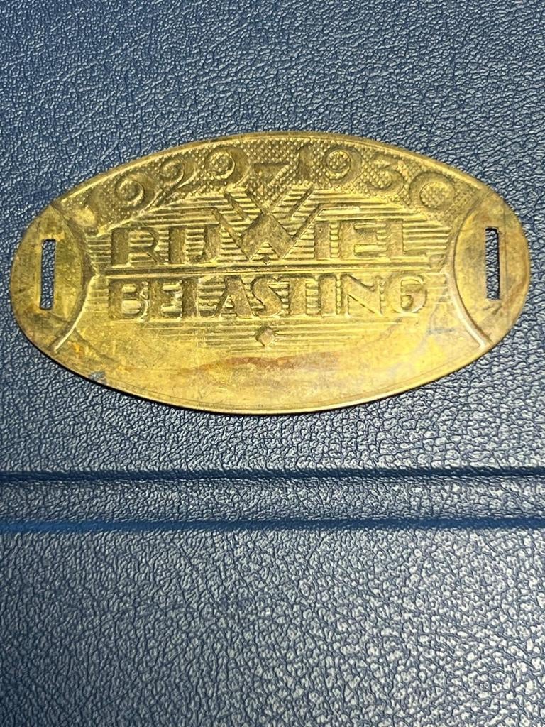 Zeldzaam Rijwielbelastingplaatje 1929, Verzamelen, Overige Verzamelen, Ophalen of Verzenden, Gebruikt