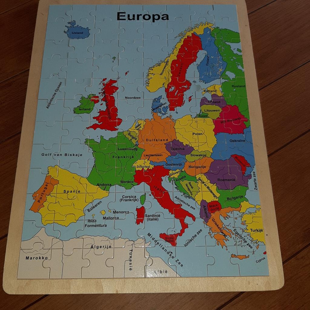 Educatieve Europa Puzzel - 96 Stukjes, Gebruikt, Van hout, 6 jaar of ouder, Meer dan 50 stukjes
