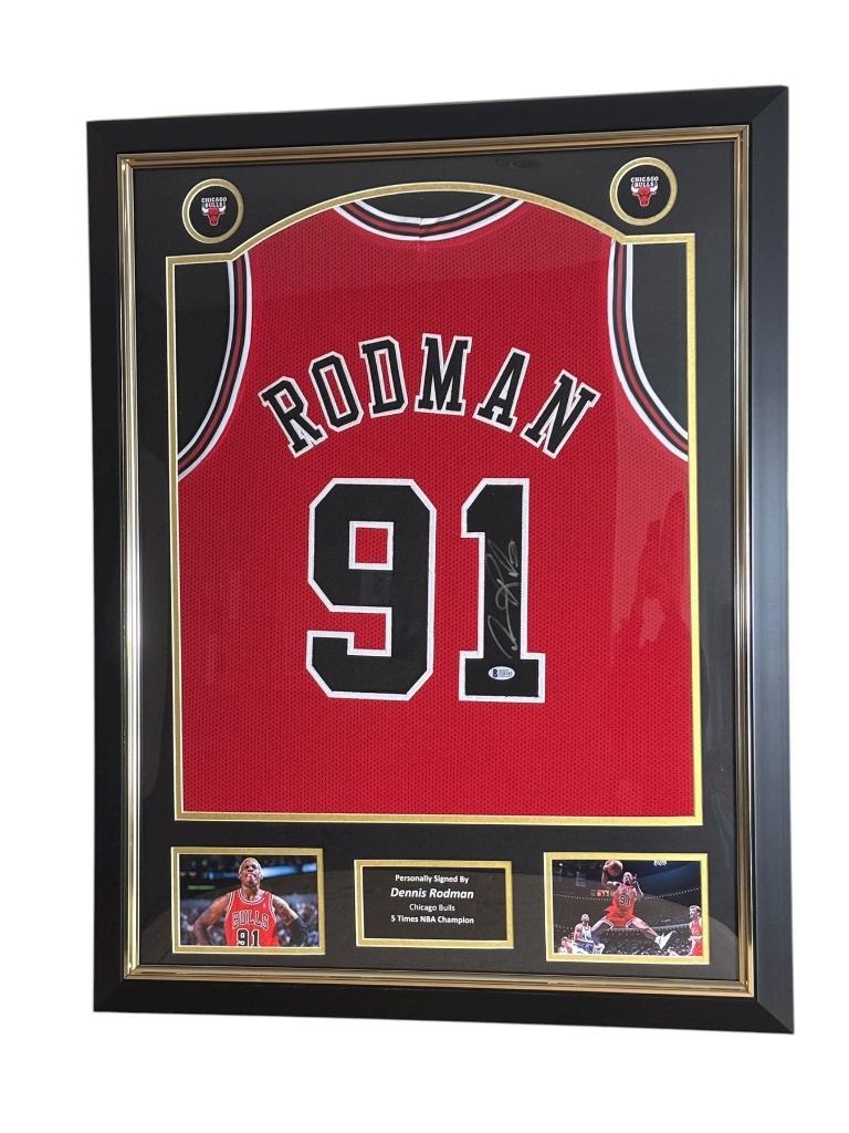 Dennis Rodman Chicago Bulls gesigneerd shirt ingelijst, Sport en Fitness, Basketbal, Overige typen, Nieuw, Ophalen of Verzenden