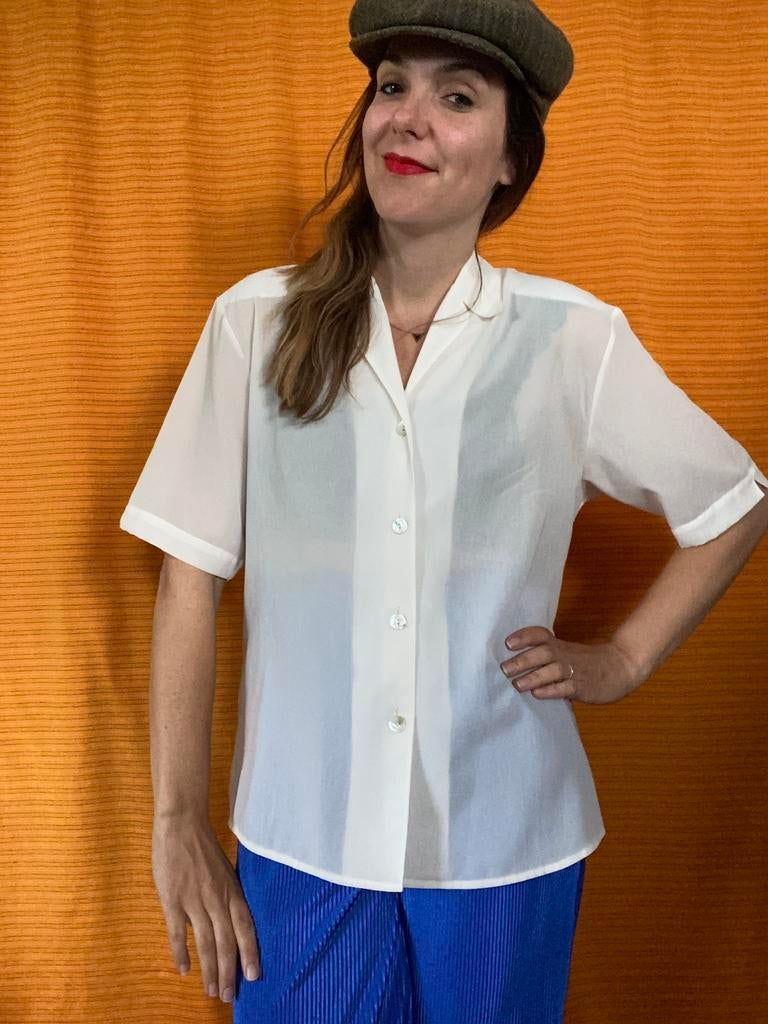 Vintage blouse / shirt - crème - Verse - 36/S/small, Hgv, Beige, Hgv, Ophalen of Verzenden