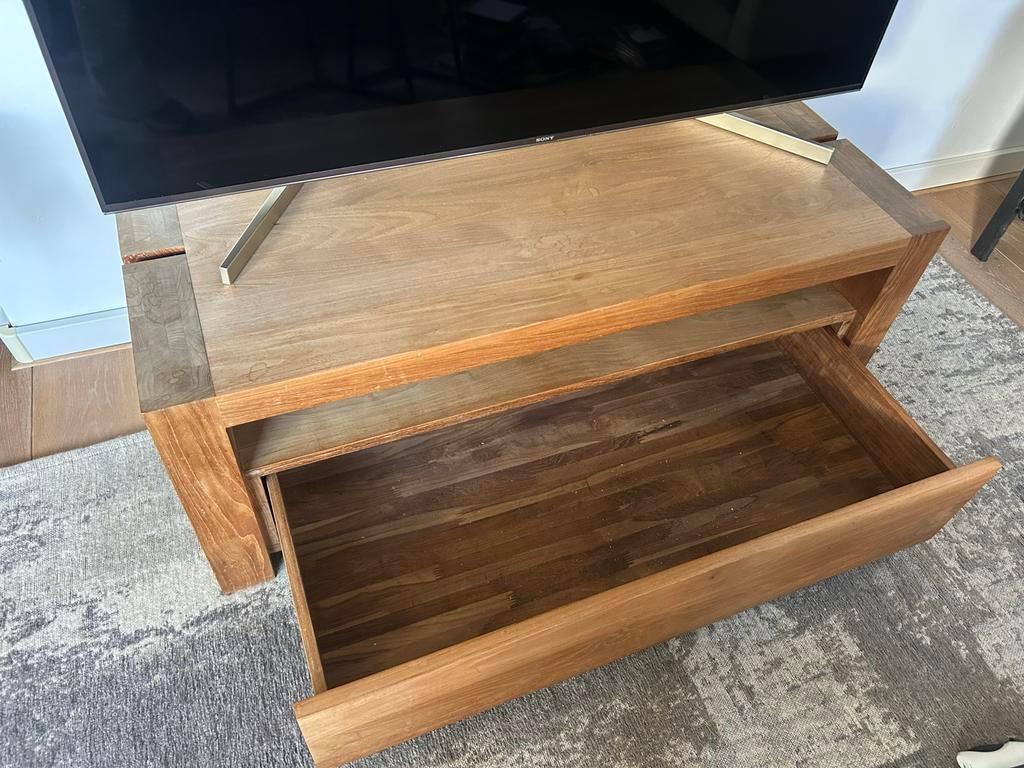 Teakhouten tv kast, Huis en Inrichting, Kasten | Televisiemeubels, Gebruikt, 100 tot 150 cm, Teakhout, Ophalen of Verzenden