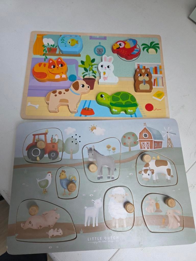 Houten puzzels, Ophalen, Minder dan 10 stukjes, Zo goed als nieuw, 6 maanden tot 2 jaar