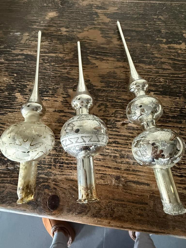 2 prachtige oude zilveren pieken van glas, Diversen, Kerst, Ophalen of Verzenden, Zo goed als nieuw