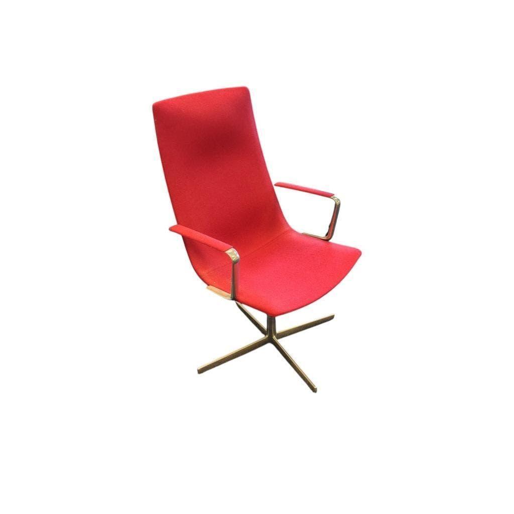 Arper Catifa 70 Design Fauteuil Donker Roze Chroom, Gebruikt, Minder dan 75 cm, Ophalen of Verzenden, Stof