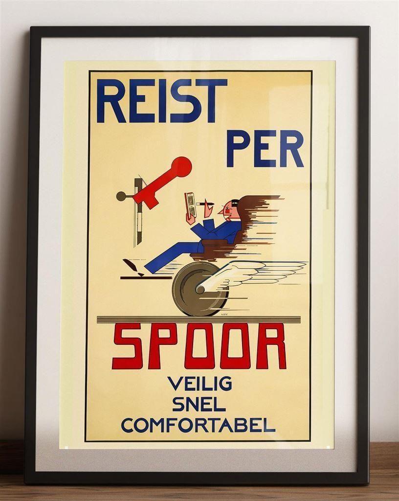 NS Affiche Reist per Spoor Trein Poster spoorwegen, Verzamelen, Ophalen of Verzenden, Nieuw, Trein, Overige typen