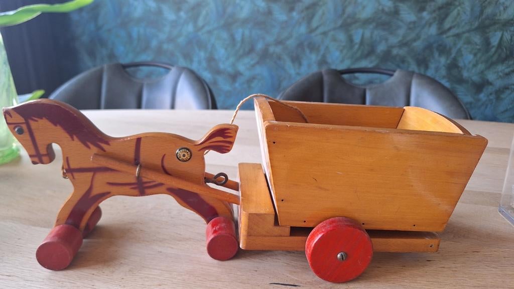 Vintage jaren '60 houten paard en wagen V&D, Ophalen