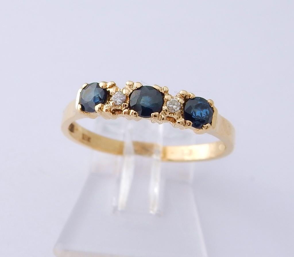 18 karaat Gouden Alliance Ring Damesring Diamanten Saffieren, Jw, Verzenden, Nieuw, 17 tot 18