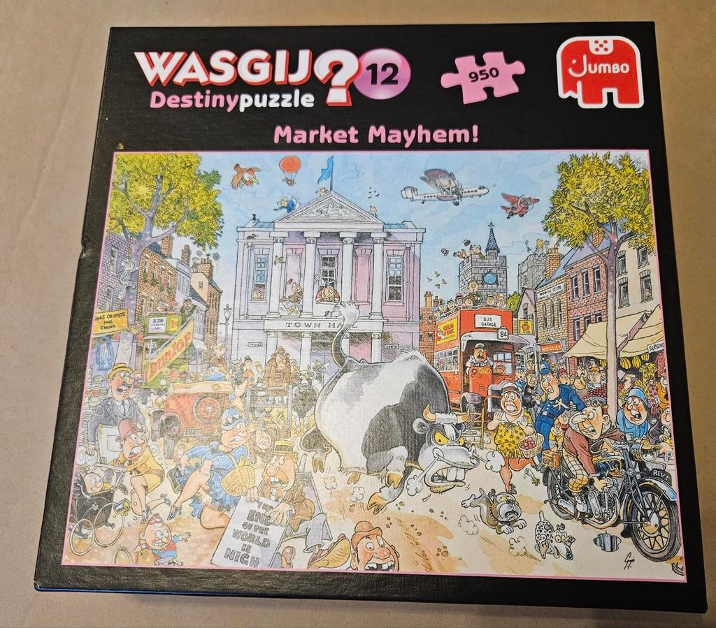 Wasgij Destiny 12 Market Mayhem puzzel 950 stukjes, Ophalen of Verzenden, 500 t/m 1500 stukjes, Zo goed als nieuw, Legpuzzel