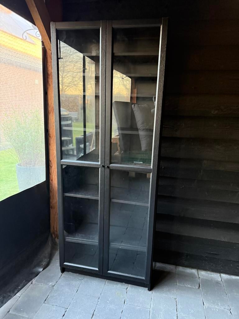 Billy vitrinekast Ikea zwart kast boekenkast bijna gratis, Ophalen, Gebruikt, 25 tot 50 cm