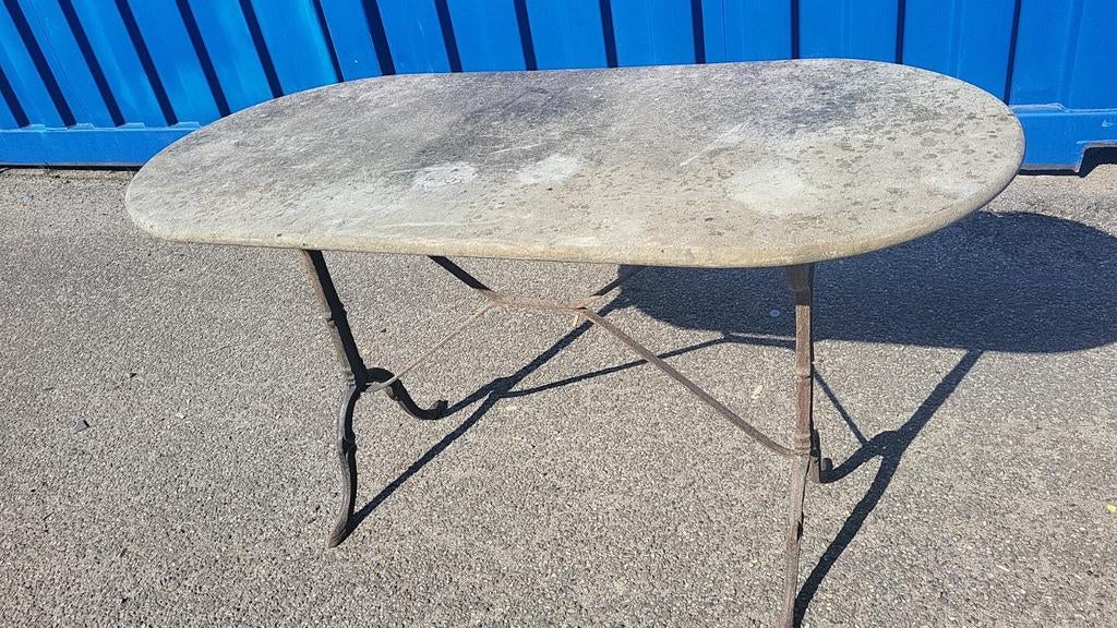 Marmeren tuintafel met ijzeren poten tuinset, Ophalen of Verzenden