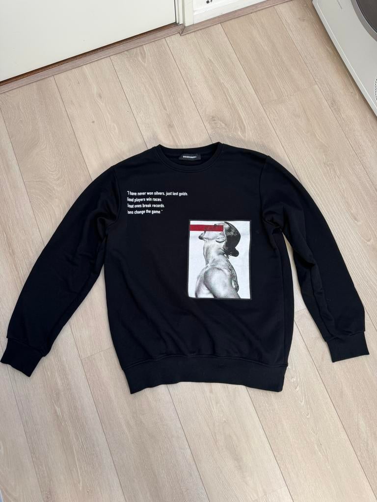 Dsquared2 x Zlatan Ibrahimovic trui zwart met print en tekst, Ophalen of Verzenden, Zo goed als nieuw, Zwart