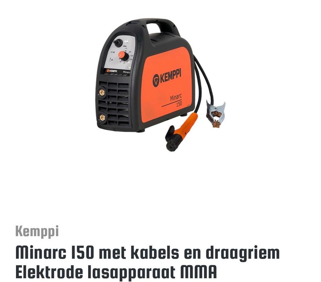 Kemppi Minarc 150 Elektrode Lasapparaat MMA met kabels, Doe-het-zelf en Verbouw, Gereedschap | Lasapparaten, Ophalen of Verzenden