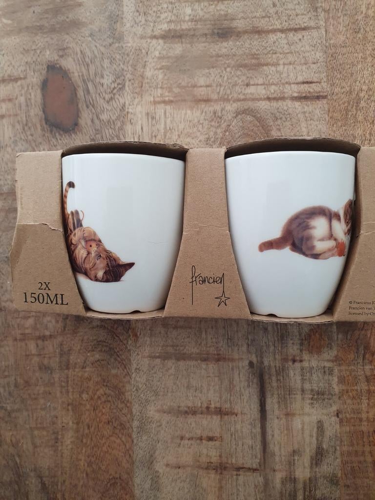 Francien van Westering Katten Mokken - Set van 2, Keramiek, Nieuw, Ophalen of Verzenden, Overige stijlen